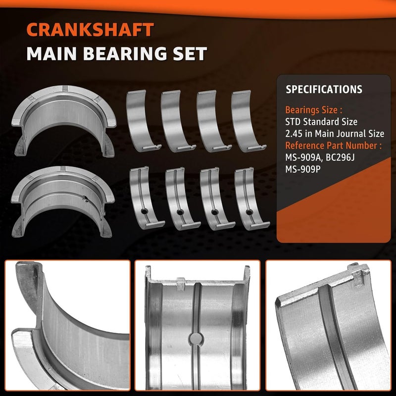 CHARMKER STD Main & Rod Bearings Kit Compatible with Chevy GM 1968-2002 SBC 350 305 327 307 5.7L 5.0L V8 Car & Truck Engines - 2.450in Journal Standard Size Replace# MS909A BC296J BB253J CB663A 8-2555A - Image 3